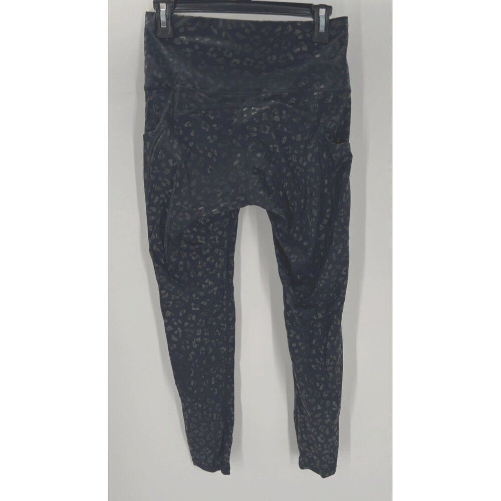 The Gym People Womens Black Leopard Print Leggings HIgh Waist Pockets Medium New - Picture 4 of 8